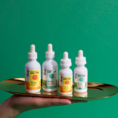 Collection of five CBD + THC Oil